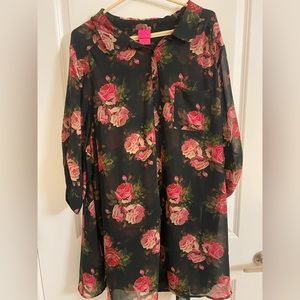 Torrid x Betsy Johnson Sheer Floral Button-Down Shirt - Size 5
